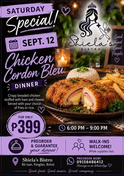 Chicken Cordon Bleu Dinner flyer
